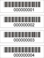 | BAR CODE LABELS | 500 labels per roll | Serialized | You pick your numbers | 4" wide x 1" tall