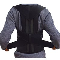 Adjustable Posture Corrector Brace Back Support Belt - Cotton Inner Layer, waist length fits 27.5-33.4", Black, XL