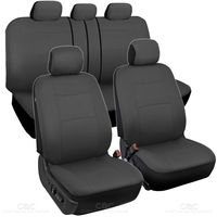 BDK Charcoal Black Car Seat Covers Full 9pc Set - Sleek & Stylish - Split Option Bench 5 Headrests Front & Rear Bench - OS-309-AC