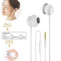 Sleep Earphones Wired,Sleeping Earbuds Soft Comfortable Silicone Ear-Buds,Noise Canceling Sleeping Headset Compatible for iOS,Android System Smart Phone (White)
