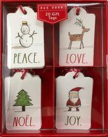 Rae Dunn 20 Count Gift Tags Holiday Christmas Peace Love Noel Joy