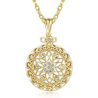 Loupe Reading Magnifier, Bronze Mirror Body Flower Pendant Necklace Sweater Chain Jewelry 2.5X Magnifier Portable Old Man Reading Mirror (Color : Gold)