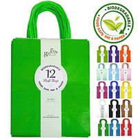12CT Medium Green Biodegradable, Food Safe Ink & Paper, Premium Quality Paper (Sturdy & Thicker), Kraft Bag with Colored Sturdy Handle