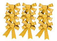 Set of 9 Black Duck Brand Gold Metallic Christmas Bows 3.75" x 5.5" Gold Hologram / 5 Loop (Small, Gold)