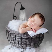 Newborn Baby Photography Props Basket, Baby Photo Props Bathtub, Baby Photography Swaddle Cot, Infant Posing Prop for Boy Girl, Photo Studio Accessories(Black)