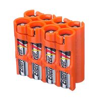 Storacell by Powerpax AAA Battery Caddy, Orange, Holds 8 Batteries