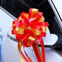 JISHUQICHEFUWU Festival Gift Packing Organza Pull Bows Ribbons Wedding Car Party Decoration Pull Flower Ribbons DIY 8pc,Red + Gold