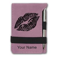 Mini Notepad, Lipstick Kiss, Personalized Engraving Included (Pink)