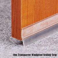 Glass Door and Window Sealing Strip, Sound Insulation Self-Adhesive Strip Transparent Windproof Silicone Sealing Strip, 10M (A)