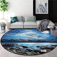 RUGSMAT Tropical Small Round Rug Carpet,Lagoon Secret Paradise Non-Slip No-Shedding Kitchen Soft Floor Mat Round-63