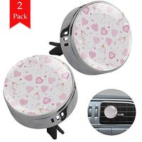 Unicorn pink heart 2 pcs gun black Car Essential Oil Diffuser Vent Clip Aromatherapy Diffuser Locket Air Freshener with 4 Refill Pads 1.33x1.83in