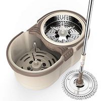 Xiaochongshan Easy Wring Spin Mop And Bucket Floor Cleaning System Stainless Steel Handle With Microfiber Mop Heads，Mop bucket set (Color : Brown, Size : 46x26x25cm)