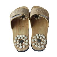 Natural pebbles massage slippers foot acupoints health shoes foot massage home sandals , beige , 41