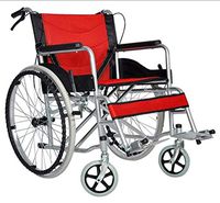 Foldable Portable Travel Wheelchair, Portable Wheelchair for The Elderly, Suitable for The Elderly, Disabled,Folding Wheelchair (Color : Red)