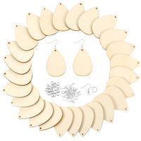 Caydo 50 Pieces Unfinished Wood Teardrop Earring Pendant with 50 Pieces Earring Hooks and 50 Pieces Jump Rings for Jewelry DIY Making