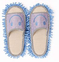 Moolecole Microfiber House Floor Cleaning Mop Slippers Detachable Mopping Shoes Cleaning Tool Fits Mens Size 7-8.5 Blue