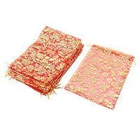 uxcell Organza Flower Pattern Drawstring Design Candy Pouch Wedding Gift Bag 25 Pcs