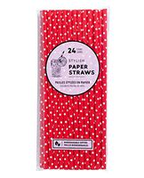 Jacent Stylish Biodegradable Paper Straws, 24 Count per Package, Red, 1-Pack