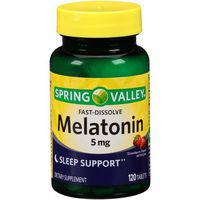 Spring Valley Melatonin Strawberry Flavor Dietary Supplement Fast-Dissolve Tablets, 5mg, 120 count by Equate