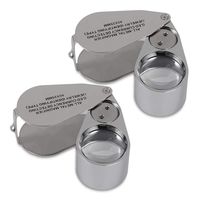 ZHSX 40X Illuminated Jewelers Loupe Magnifier, 2 Pack Full Metal Construction with LED and UV Lens Collapsible Pocket Magnifying Glass for Jeweler Currency Detection Jewelry Recognition Type Loop