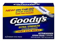 Goody's Extra Strength Headache Powders - Acetaminophen, Asprin, Caffeine Quickly Relieve Pain Due to Headaches, Body Aches, and Fever - 50 Powders (10042037104105B)