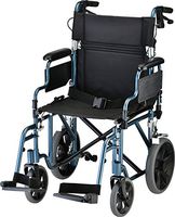 NOVA Lightweight Transport Chair with Locking Hand Brakes, 12” Rear Wheels, Removable & Flip Up Arms for Easy Transfer, Anti-Tippers Included, Blue