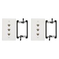 Buyer's Point 3 Port Cat6 Wall Plate, Female-Female White with Single Gang Low Voltage Mounting Bracket Device (2, 3 Port)