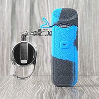 CEOKS for Smok Nord Silicone Case with Keychain Anti-Loss Holder Carrying case Rubber Skin wrap (Black/Blue)