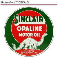 Sinclair Opaline Motor Oil Mellowed Million Years Gas Signs Car Company Pack of Two Vinyl Decals for Laptop Water Bottle Bike Car Truck Sticker (Pack of Two 6" Decals)