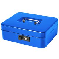 Jssmst Large Cash Box with Combination Lock - Durable Metal Cash Box with Money Tray Blue(9.8 x 7.9 x 3.5), SM-CB07002L