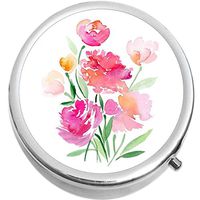 Pretty Pink Bouquet Medicine Vitamin Pill Box