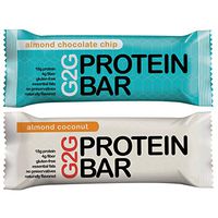 G2G Protein Bars - 2 Boxes Meal Replacement Bar to Support Clean Eating, Gluten Free - One Box Each of Almond Chocolate Chip and Almond Coconut, 16 Bars