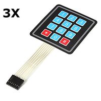 ILS - 3 Pieces 4 x 3 Matrix 12 Key Array Membrane Switch Keypad Keyboard for Arduino