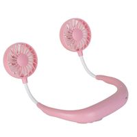 ZUXIO77Js Hand Free Personal Fan,Portable USB Rechargeable Mini Fan, 3 Speed 360 Degree Adjustment Headphone Design Wearable Neckband Fan for Home Office Outdoor Travel Pink