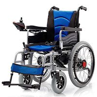 MEI Walker Wheelchair, Seniors Disabled Persons Reversible Adjustable Lightweight Electric Wheelchair Carbon Steel Frame (Color : Blue)