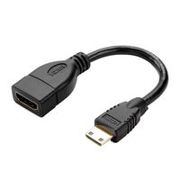 Mini HDMI to HDMI Cable, CableCreation 0.5ft Mini-HDMI Male to HDMI Female Adapter, Support 1080P Full HD, 3D, for Camera, Camcorder, Graphics Card, Laptop,Tablet, HDTV,Projector, 0.15M, Black