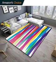 Bigdatastore Colorful Vintage Area Rug Dorm Room, Multicolor Ribbon Design Abstract Design Vivid Rainbow Pattern Artistic Expression, Fashionable High Class Living Dinning Room(8'x 10')