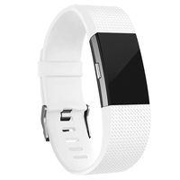 Replacement Bands Compatible for Fitbit Charge 2, Classic & Special Edition Adjustable Replacement Sport Strap Wristbands - Silicone White Large