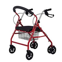 Walkers for Seniors with Seat Old-Fashioned Trolley, Four-Wheeled Walker with seat and footrest, Lightweight and Portable, can be Used for Grocery Shopping Rolling Walkers