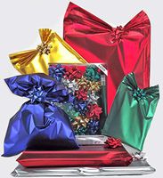 Made in Italy Elegant Mixed Colors 20 Gift Bags with 20 Bows in Satin Design - Self-Sealing Adhesive Flap