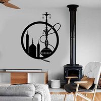 aizaixinli Hookah Wall Stickers Vinyl Dongcheng Hookah Window Decals Hookah Smoking Weed Decals Mural Artist Bedroom Decoration 93 X 74Cm