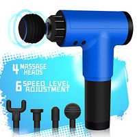 Professional Muscle Massage Gun, Handheld Deep Tissue Massager, Wireless Percussion Muscle Device Relieve Muscle Soreness and Stiffness, Rechargeable Quiet Gun Massage Including 4 Heads(Blue)