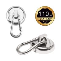 Ant Mag Carabiner Magnetic Hooks 110LBS Heavy Duty Neodymium Magnet Carabiner with Swivel Carabiner Snap Hook for Indoor/Outdoor Hanging Bagnet Grill Kitchen Purse Warehouse Office (L36-1 2 Pack)