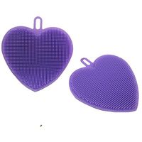 ORYOUGO 2 Pack Silicone Non Stick Dishwashing Brush,Sponges,Removal Cleaner Sponge Brush - Kitchen Dishes Pot Pan Bowl and Wash Fruits and Vegetables,Kitchen Accessories Purple