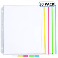 [Heavy Weight] Clear Sheet Protectors, Sooez Color Coded Edges Page Protectors for 3 Ring Binder, Clear Plastic Sleeves for Binders, Top Loading Paper Protector Acid Free Letter Size, 30 Pack