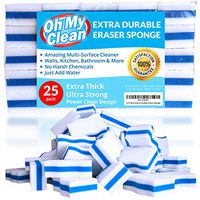 (25 Pack) Extra Durable Eraser Sponge - Extra Thick, Long Lasting, Premium Melamine Sponges in Bulk - Multi-Purpose Power Scrubber - Bathroom, Kitchen, Floor, Bathtub, Toilet, Baseboard, Wall Cleaner