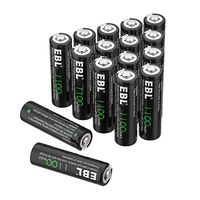 EBL AA Rechargeable Batteries, 1100mAh Ni-CD Solar Lights Battery (Pack of 16)