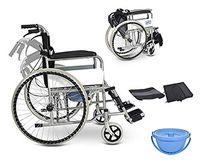 TX Foldable Medical Wheelchair Lightweight Steel Multifunction Portable Potty,Black