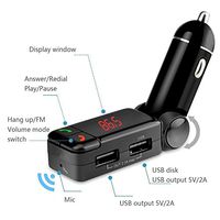 MMOBIEL Handsfree Bluetooth FM Radio Wireless Transmitter Car Kit Music Control Audio Receiver 3.5mm AUX Stereo Output