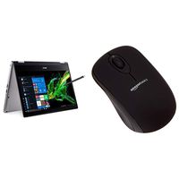 Acer Spin 3 Convertible Laptop, 14%22 Full HD IPS Touch, 8th Gen Intel Core, 16GB DDR4, 512GB SSD, Fingerprint Reader, & AmazonBasics Wireless Computer Mouse with Nano Receiver